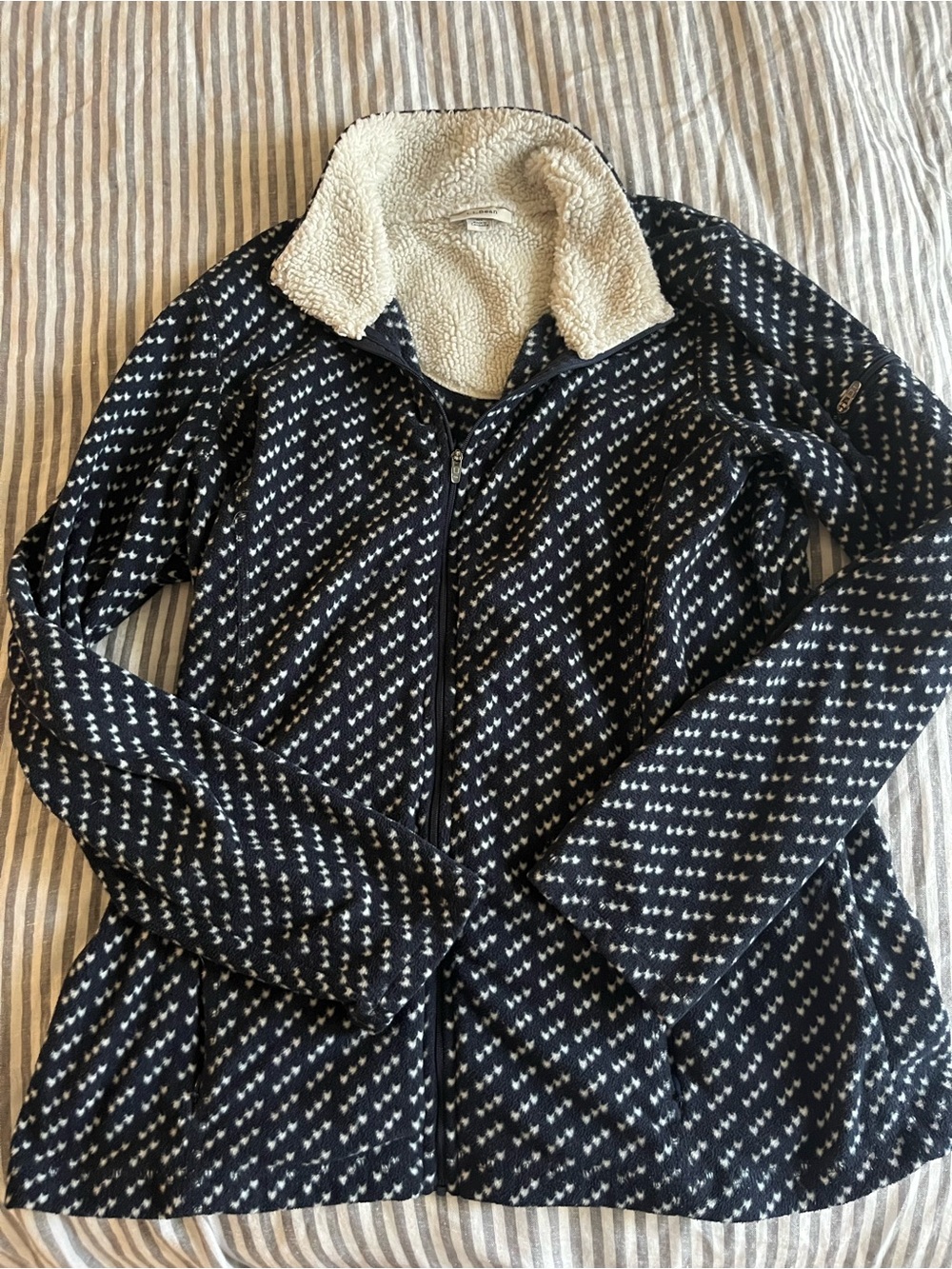 L.L. Bean Vintage Women's Birdseye Pattern Full-Zip Fleece Jacket Size Medium